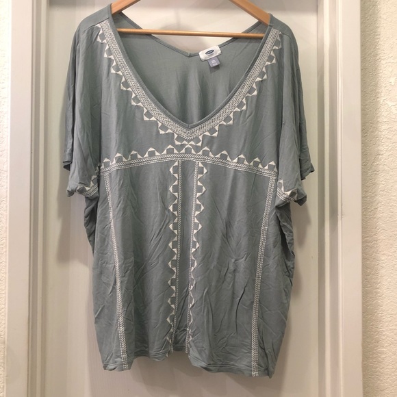 Old Navy Tops - Old Navy Top Green/Gray color w/ cream detail XXL